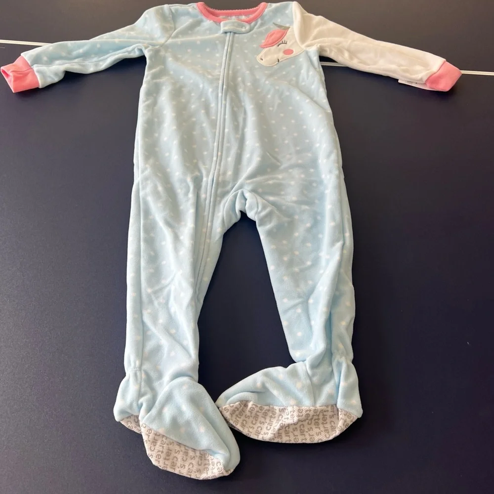 Carter's 1 Piece Fleece Unicorn Pajama PJs‎ Toddler Girl Sleeper Footie Size 24M